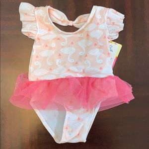 Pink swan swimsuit 12mos